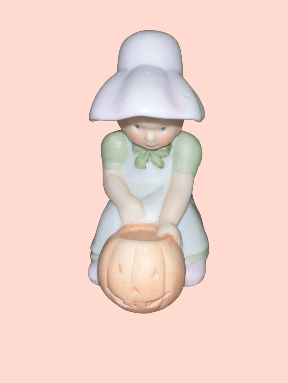 Vtg house of global art halloween Girl Porcelain figure  blue button twins 1983